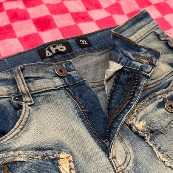 AHP Light Blue Stacked & Distressed Panel Jeans - Picture 5 of 9